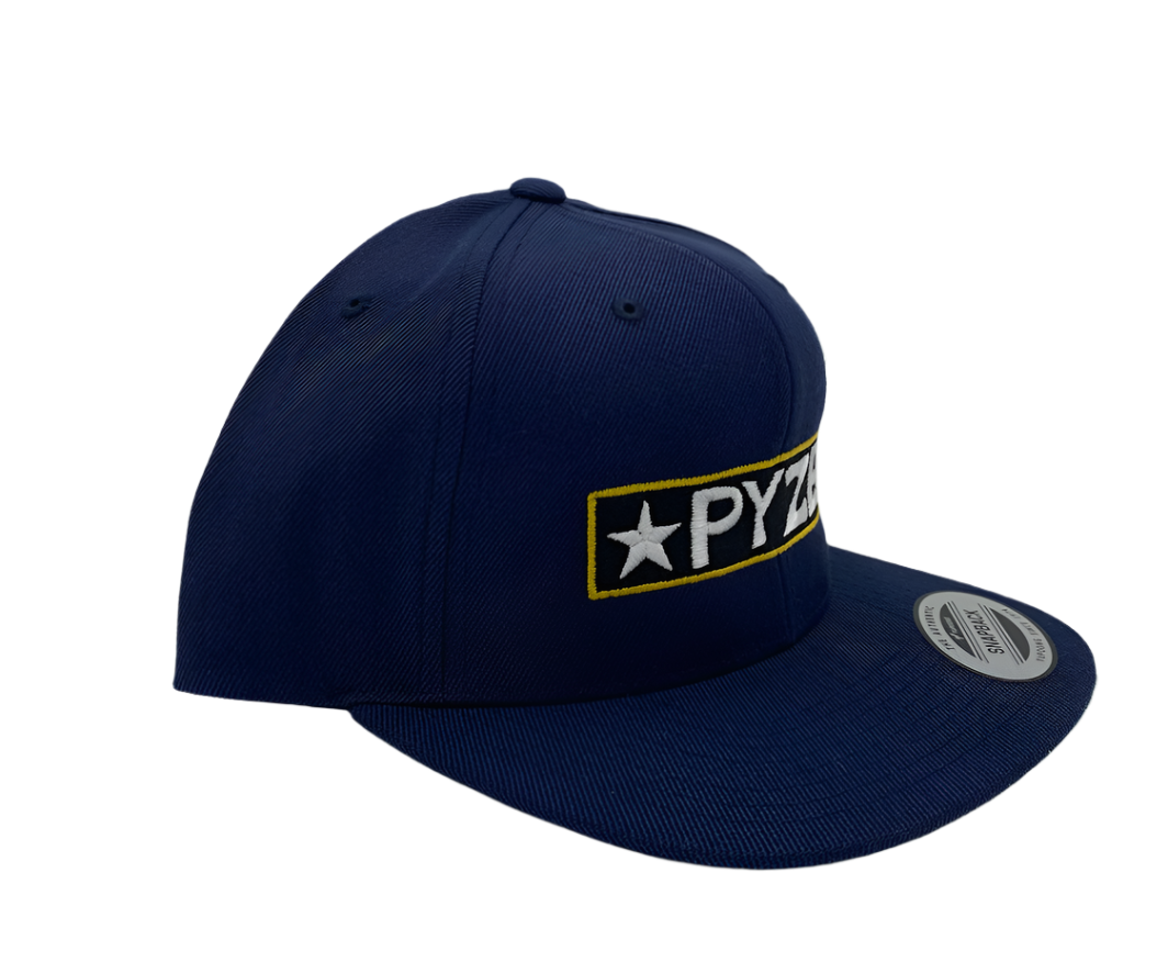 Pyzel Large Gold Label Snapback Hat, Navy
