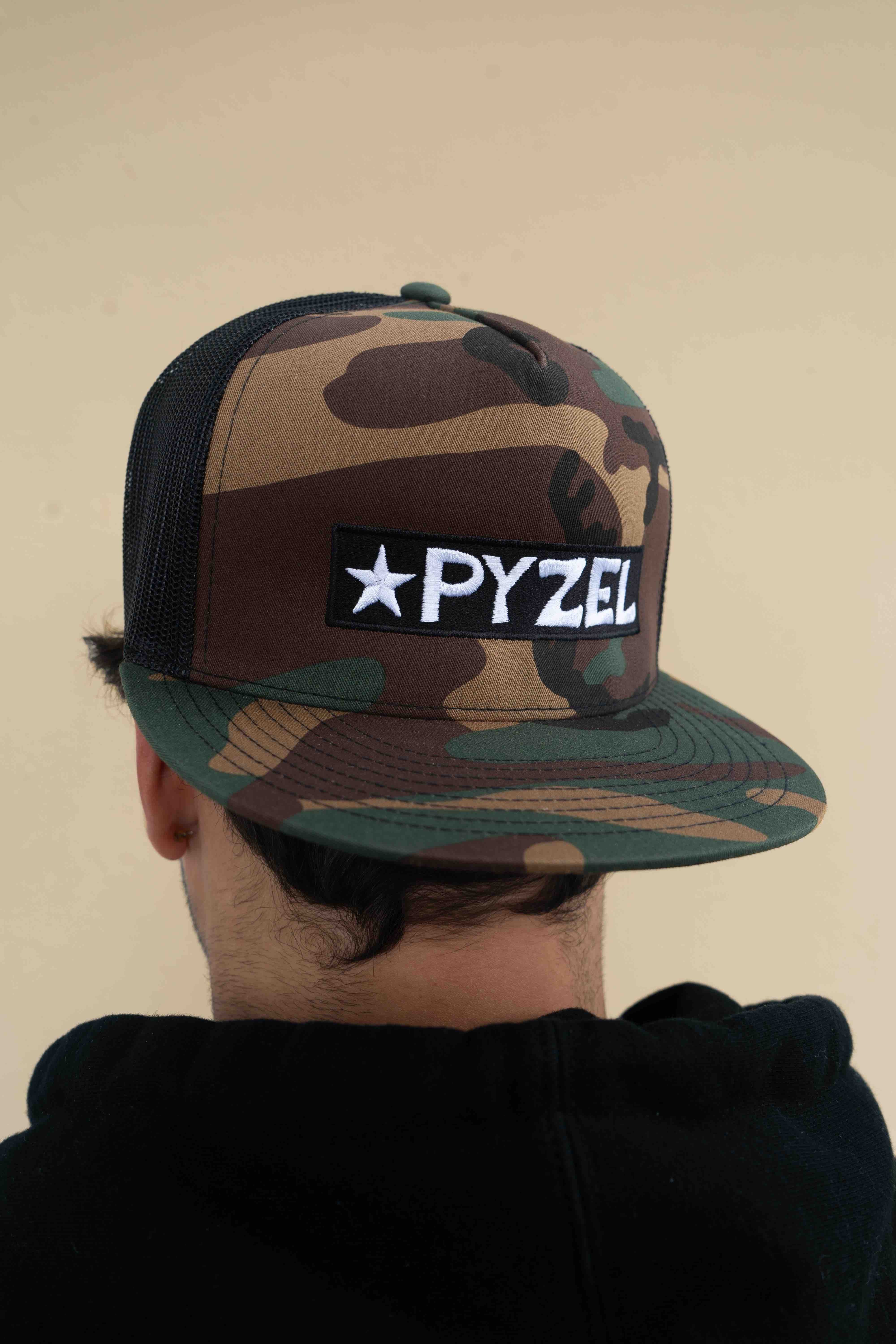 Pyzel Bar Logo Trucker Hat, Camo