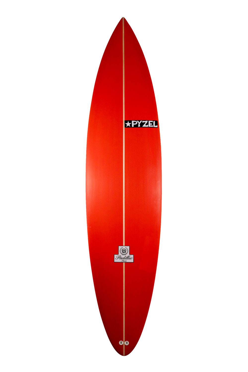 Pyzel Padillac Big-wave gun — full deck view